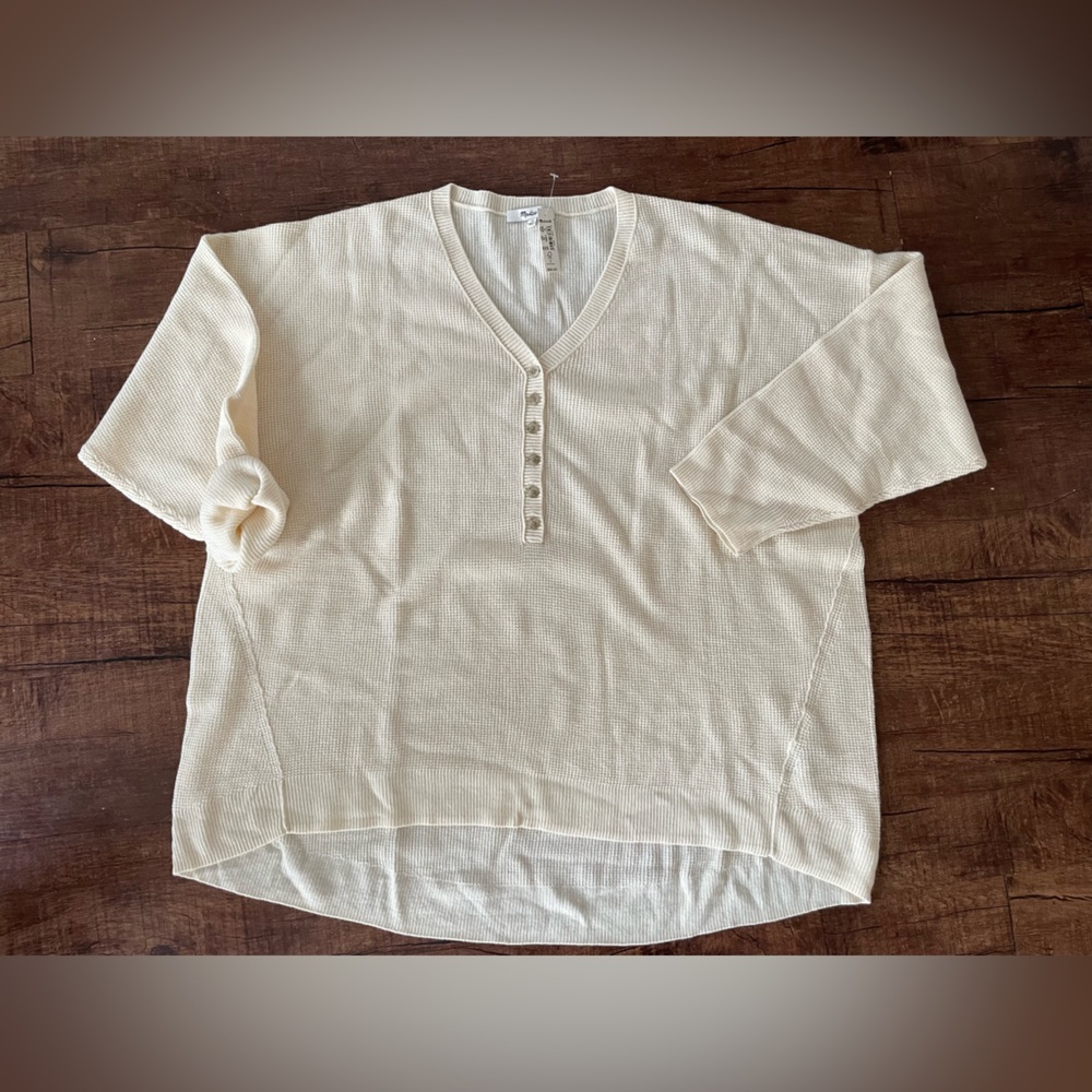 Madewell Asherton Waffle Henley Sweater | NWT | 2X - Picture 4 of 11